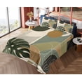 thumbnail image 4 of Ambesonne Monstera Fitted & Top Sheet Set with Shams, Boho Abstract Mid Century, Beige Evergreen and Sepia, 4 of 5
