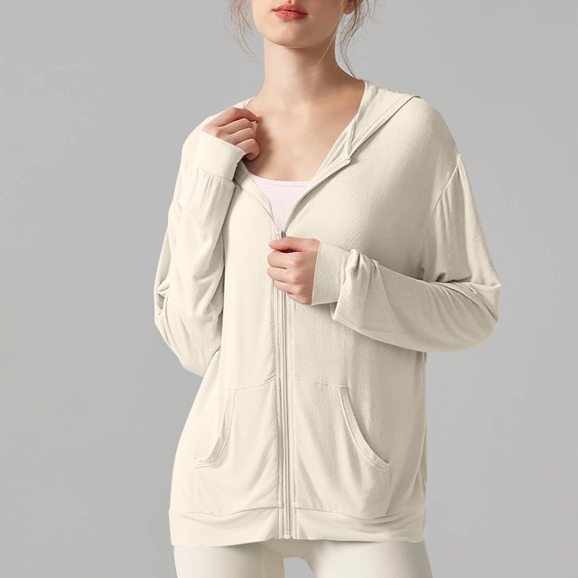 Soki Veste de Protection Solaire UPF 50+ pour Femmes, Chandail à Capuchon Léger à Manches Longues pour Randonnée en Plein Air
