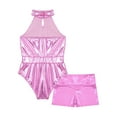 thumbnail image 6 of iiniim Leotards for Girls Gymnastics with Shorts 2Pcs Gymnastics Unitard Fitness Bodysuit Jumpsuit Pink 10, 6 of 7