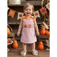 thumbnail image 2 of Toddler Baby Girls Thanksgiving Outfit Sleeveless Turkey/Rolls Embroidery Tank Dress Bowknot A-line Striped Dress Cute Fall Clothes, 2 of 8