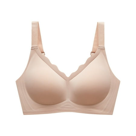 YHGFVOKJ Bras for Women Stretch Fabric Padded Non Wired Smooth Non Padded Cups Comfort-strap Bra Push Up Underwear Bralette Soft Comfort Seamless Bra Sexy Bras for Women Pink L