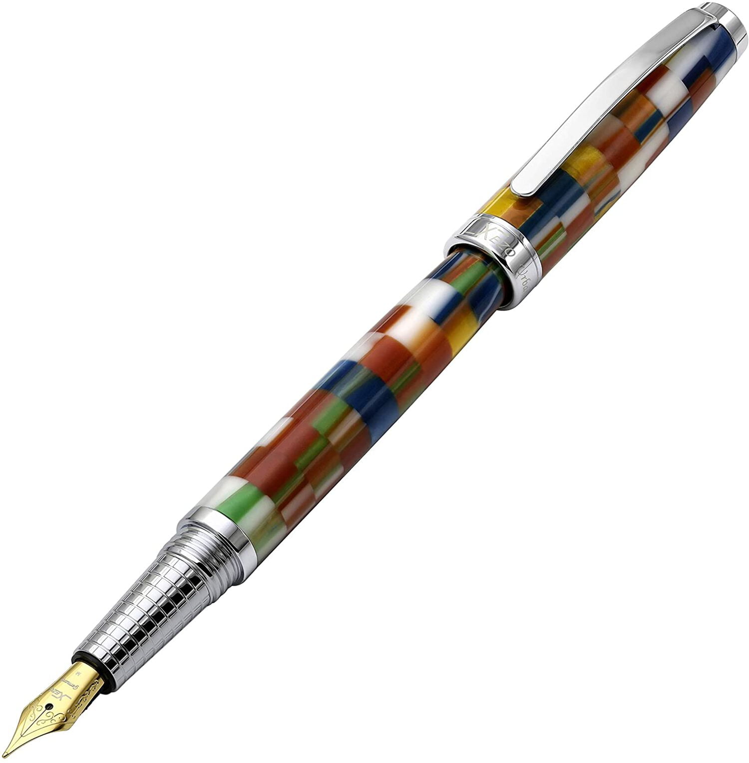 Xezo Urbanite II Acrylic  Brass Fountain Pen (Medium Nib) - Jazzy Multicolor