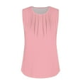 thumbnail image 3 of Womens Blouses and Tops Dressy Women's Summer Loose Vest Sleeveless Round Neck Pleated Casual Solid Color Top, 3 of 4