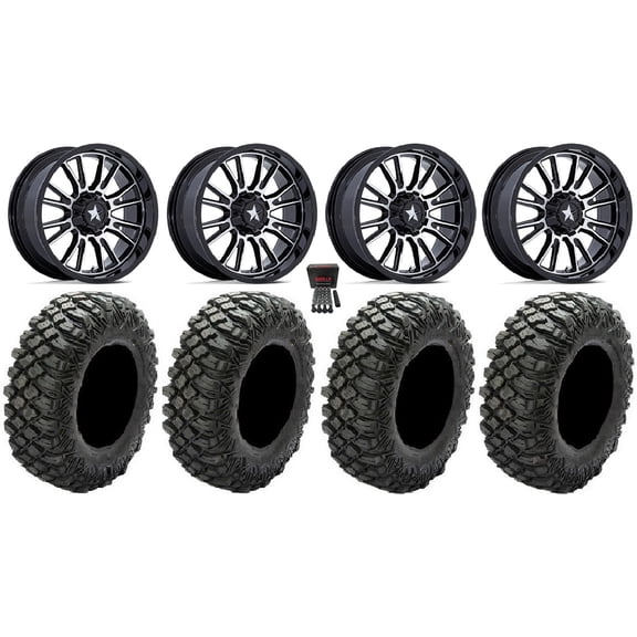 MSA Thunderlips 15" Wheels Machined 33" Crawler XR Tires Polaris RZR Turbo R & Pro R Ranger 1500 Xpedition
