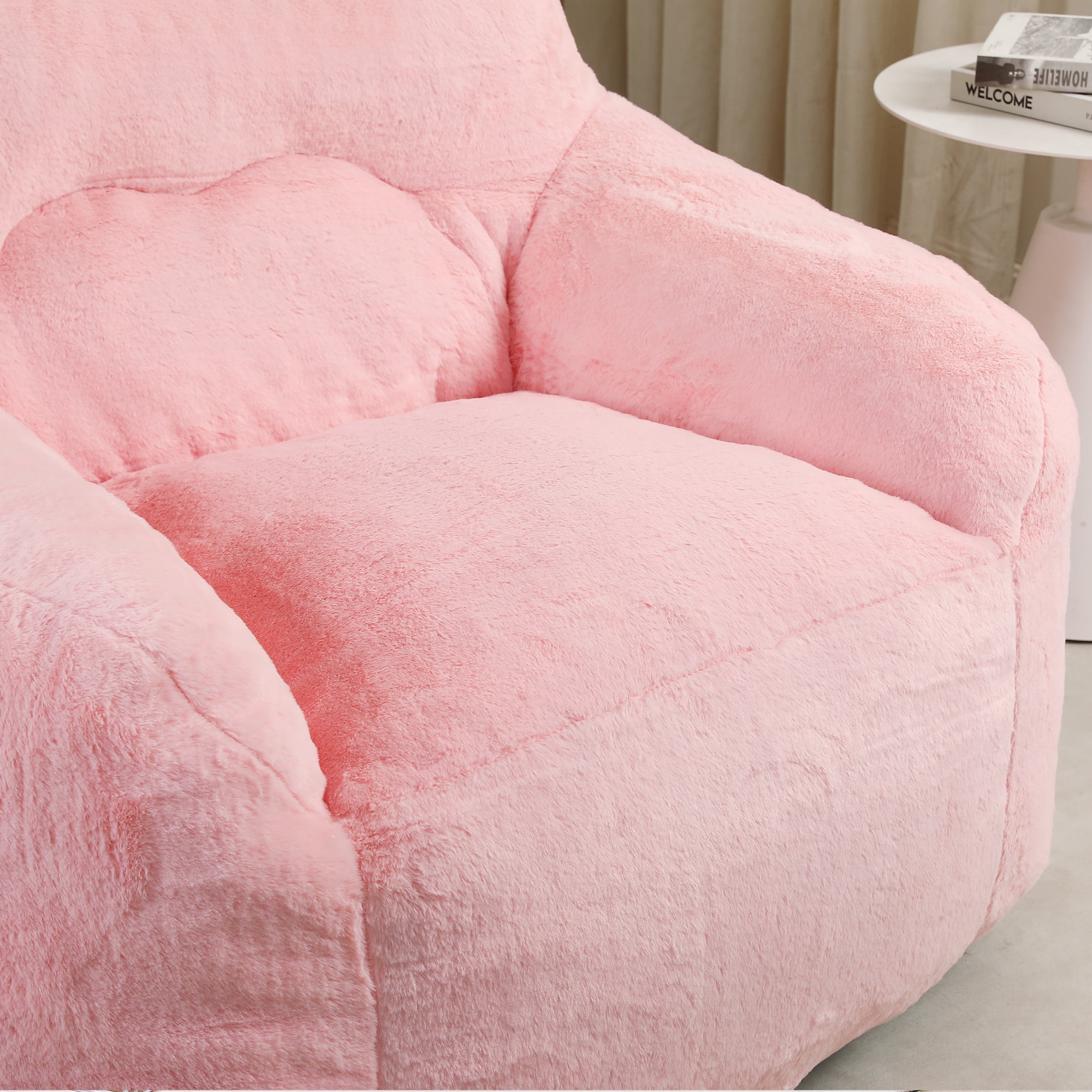 Bean Bag Chair, Bean Bag Sofa Chair with Armrests Stuffed High-Density Foam, Lazy Sofa Comfy Chair,Suitable for Living Room, Bedroom,Pink