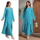 thumbnail image 2 of Kaftan Abaya Dress with Wide Legged Pants for Women, Kaftan Abaya Dress Islamic Robe Long Sleeve Kaftan Dress sky blue L, 2 of 4