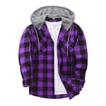 thumbnail image 5 of Bysome Men Hoodies Plaid Print Long Sleeve Hooded Shirts Autumn Warm Men Hoodie Size XL Purple, 5 of 8
