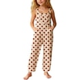 thumbnail image 2 of Girls Jumpsuit Size 7-8Y Kids Sleeveless Square Neck Polka Dot Print Wide Leg Jumpsuit with Pockets Loose Fit Baby Rompers Girl, 2 of 5