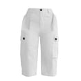 thumbnail image 6 of Bermuda Cargo Shorts for Women Casual Long Knee Length High Waisted Stretch Wide Leg Summer Outdoor Hiking Capri Pants, M, 6 of 6