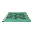 thumbnail image 2 of Ahgly Company Machine Washable Indoor Rectangle Oriental Turquoise Blue Industrial Area Rugs, 2' x 3', 2 of 4