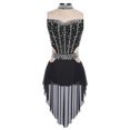 thumbnail image 3 of YiZYiF Women Glittery Rhinestone Modern Lyrical Dance Costume Flowy Tulle Skirt Ballet Leotard Dress Black XL, 3 of 6