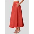 thumbnail image 3 of Falda larga PRETTYGARDEN 2025 con volantes de verano, cintura alta, roja, 3 of 9