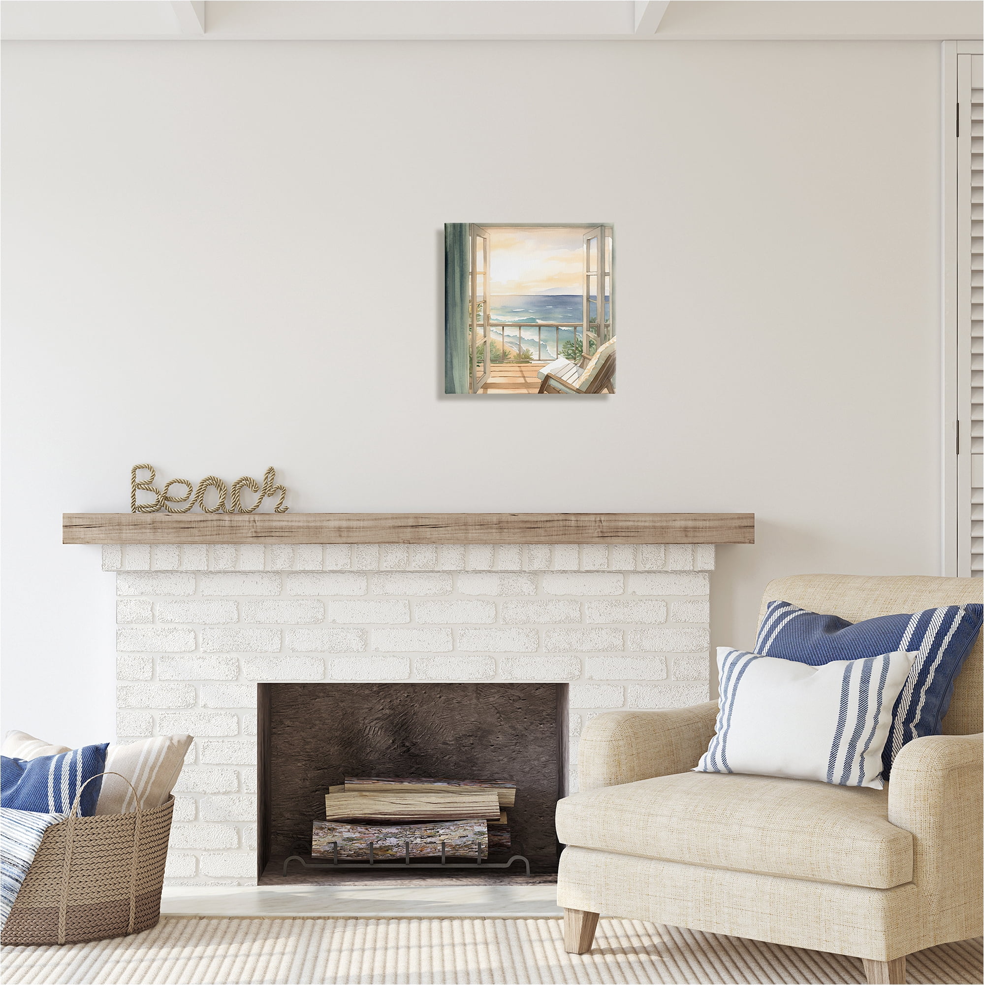 Stupell Industries Seaside Escape Scenery Landscape Painting Gallery Wrapped Canvas Art Print Wall Art, 17 x 17