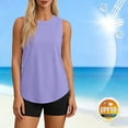 thumbnail image 4 of Husipze Workout Tops for Women Loose Fit Summer Side Split Breathable Sun Protection Sleeveless Athletic Yoga Tank Running Shirts Purple L, 4 of 9