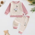 thumbnail image 2 of vigerkar Spring Baby Girl Clothes Toddler Girl Outfit Crewneck Sweatshirt Long Sleeve Shirt Pants Matching Clothing Set (Beige, 18-24 Months), 2 of 8