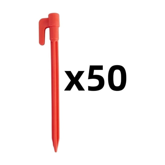 Plastic Ground Stakes Orange 50 Pack Heavy Duty Tent Pegs for Beach Blanket Camping Sunshade Fixing