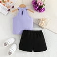 thumbnail image 4 of Girls Clothes Girls Clothing Sets Girls Summer Outfits 2 Piece Set Fashion Sleeveless Top With Floral Print Shorts Casual Playwear Toddler Kids Clothes, 4 of 7