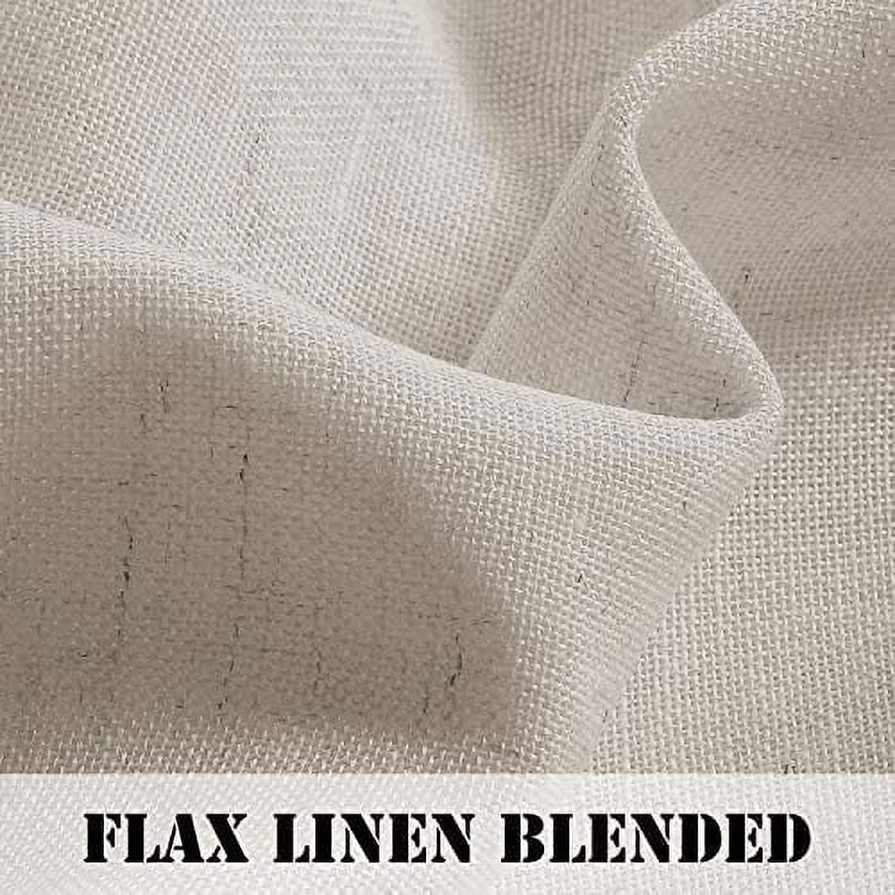 PrimeBeau Textured Semi Sheer Privacy Added Linen Blended Nickel Grommet Window Curtain Panels, 52" W x 84" L, Angora