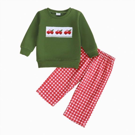 TOWED22 Toddler Girls Fall Winter Outfits Long Sleeve Cute Crewneck Top and High Joggers Pants 2pcs Set Clothes Clothing(Green,3-6 M)