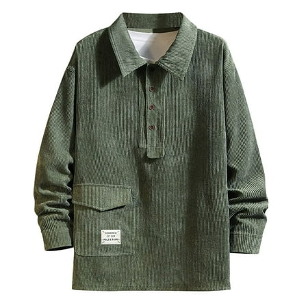 PuLe Jackets for Men Men s Fashion Casual Lapel Corduroy Solid Color Long Sleeve Hoodless Casual Coat/jacket