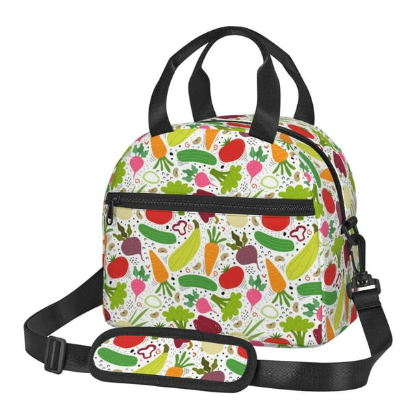 Fotbe Cartoon Vegetables Bolsa de Almuerzo con Estampado, Lonchera Aislada, Contenedores de Comida Reutilizables Tipo Cooler a Prueba de Fugas