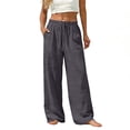 thumbnail image 6 of Miluxas Womens Baggy Wide Leg Pants Casual Drawstring Elastic Waisted Lounge Trousers with Pockets Solid Street Slacks Gray, 6 of 9