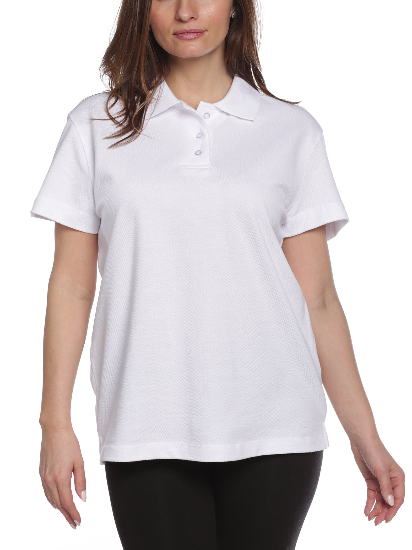 Erika Erika Women S Leslie Pique Short Sleeve Polo Shirt White Xlarge