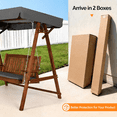 thumbnail image 4 of Ktaxon 2-Seater Wooden Patio Swing with Canopy & Cushion, Outdoor Porch Swing Chair with Solid Fir Wood Frame for Backyard Garden, Teak color, 4 of 8