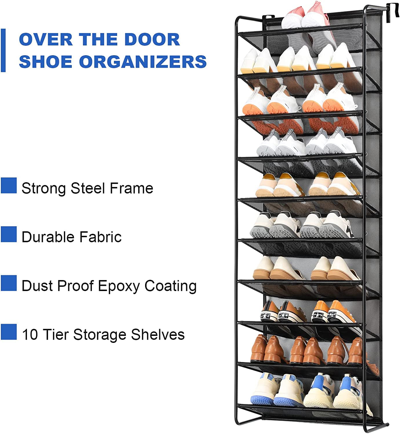 Over the Door Shoes Rack 20-Pocket Organizer 5-Layer Hanging Storage Shelf  Black, 1 unit - Fry's Food Stores