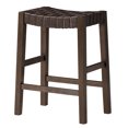 thumbnail image 1 of Maven Lane Emerson Counter Stool, Weathered Brown Wood Finish with Marksman Saddle Vegan Leather, 1 of 6