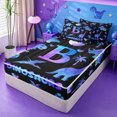 thumbnail image 2 of meiyoeat Watercolor Gradient Monogram B Zipper Full Size Comforter Sets with Fitted Sheet and 2 Pillowcases For Boys,Safari Dinosaur Themed Zipper Bedding Set,Black Reversible,4 Pieces, 2 of 7