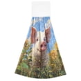 thumbnail image 2 of 2PCS Velcro Hangable Hand Towels Quick-Drying Hanging Kitchen Towels for Kitchen & Bathroom Cute Pig with Sunflower Field, 2 of 7