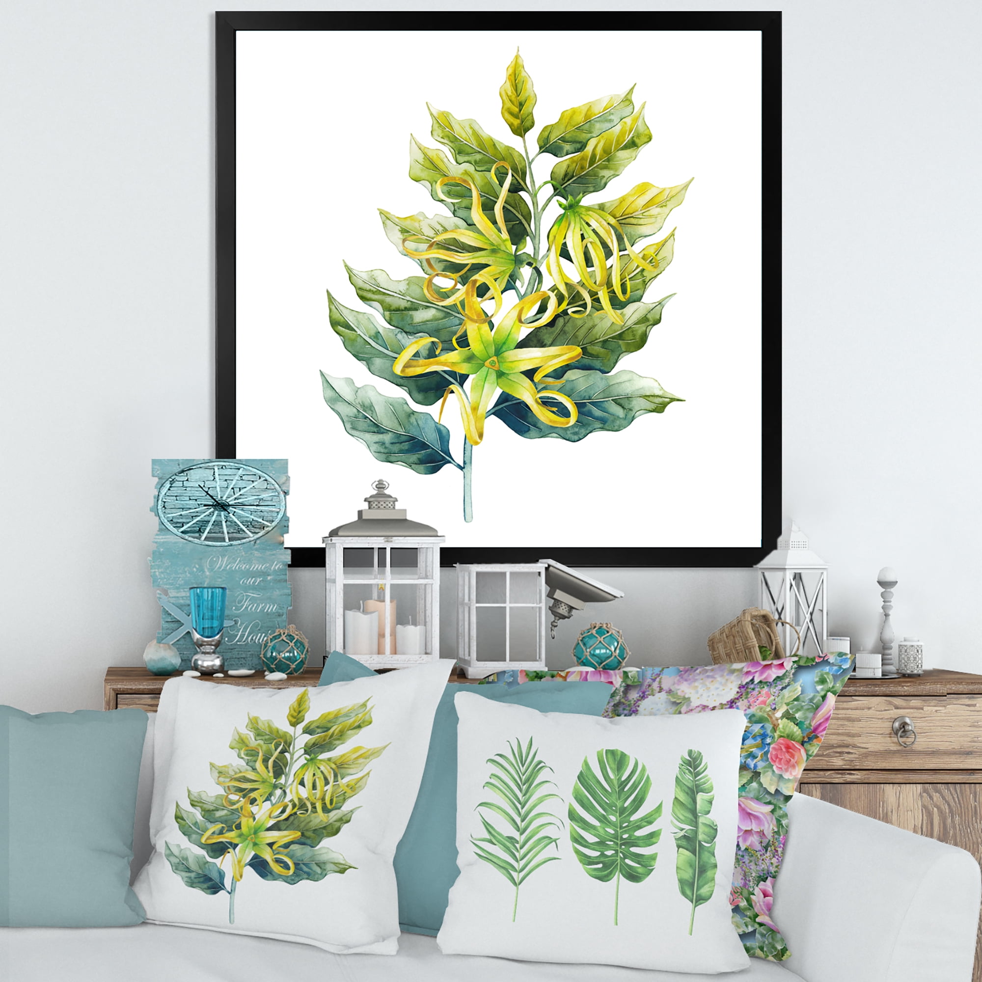 Designart 'Ylang Ylang Flower On White' Traditional Framed Art Print