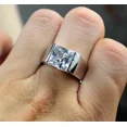 thumbnail image 3 of 2ct Princess Cut Simulated Diamond Solitaire Men's Wedding Ring 14K White Gold Plated 925 Silver Gift For Him, 3 of 3