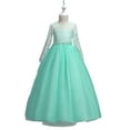 thumbnail image 2 of Godderr Kids Girls Princess Dress Toddler Party Wedding Formal Dress Little Girls Lace Net Dress Teen Girls Pageant Flower Girl Long Sleeve Dress Performance Host Dress Flower Girls Dress for 4-14Y, 2 of 7