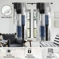 thumbnail image 3 of Blue Black Grey Window Curtain Navy White Gray Abstract Geometric Art Aesthetic Minimalist Boys Mens Living Room Bedroom Window Drapes Treatment Fabric 1 Pair Home Decor, 52" W x 63" L, Modern, 3 of 6