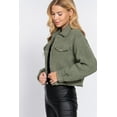 thumbnail image 3 of J. METHOD Women's Crop Jacket Faux Fur Snap Button Long Sleeve Casual Cropped Shacket Outerwear, 3 of 5