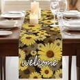 thumbnail image 3 of Table Runners 108 Inches Long Dress Scarves, Spring Daisy Farmhouse Coffee/Dining/Kitchen Table Runner for Living Room, Botanical Brown Yellow Flowers Oil Painting 13x108 Inch, 3 of 9