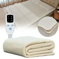 thumbnail image 1 of White Electric Blanket, Heated Blanket Throw Massage Bed Warmer Heating with Heat Settings Timer Fast Heating Blanket Auto Shutoff Overheat, 1 of 9