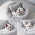 thumbnail image 3 of 14in Round Cat Bed with Pillow – Washable Soft Plush Calming Pet Bed for Indoor Kittens Puppy ,Gray, 3 of 8
