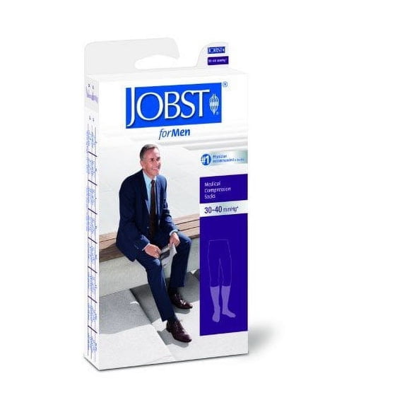 Jobst for Men Ribbed 30-40 Knee High Compression Socks Black Large