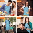 thumbnail image 4 of Blue White Tie Dye Textured Pattern Apron-Garden Aprons for Women with Pockets-Cotton Linen Waterproof Kitchen Cooking Gardening Aprons Adjustable for Kitchen,Cooking,BBQ and Salon 33x27 Inch, 4 of 7