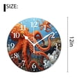 thumbnail image 2 of 12 Inch Wall Clock Battery Operated Silent Clock Decorative for Office, Kitchen, Outdoor, Living Room，Big Red Octopus Beautiful Design, 2 of 4