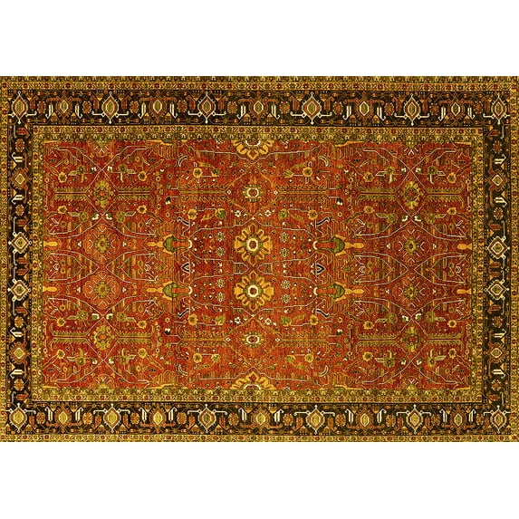 Ahgly Company Indoor Rectangle Oriental Yellow Industrial Area Rugs, 5' x 7'