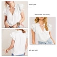 thumbnail image 5 of Slatcetga Women's V Neck Tops Ruffle Lace Fashionable Pure Color Satin Casual Tops for Party Shopping Travel Outdoor Travel Beige L, 5 of 6
