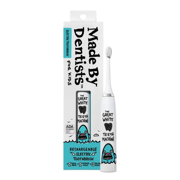 Made by Dentists Kids' Shark Electric Toothbrush with 3 Brush Heads, Rechargeable, Ages 3
