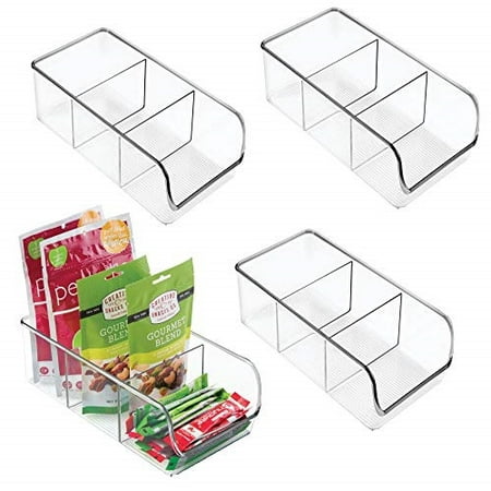mDesign Plastic Food Packet Kitchen Storage Organizer Bin Caddy - Holds Spice Pouches, Dressing Mixes, Hot Chocolate, Tea, Sugar Packets in Pantry, Cabinets or Countertop - 4 Pack -