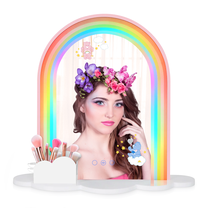 Impressions Vanity Care Bears Rainbow Arch RGB Table Mirror with Cloud Tray Base and APP Control