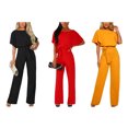 thumbnail image 4 of Guardurnaity Mono de mujer de manga corta con cuello , mono de trabajo para vacaciones en la playa, mono con cinturón, mono de primavera, ropa conjuntos de ropa Negro XXL, 4 of 6