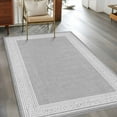 Area Rug for Living Room, Grey Retro Greek Key Non-Slip Indoor Large ...